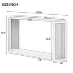 Console étroite noire en forme de flèche avec panneaux en rotin tressé