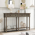 Trexm Console Sofa Table with Two Storage Drawers And Bottom Shelf