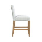 Tabouret de comptoir 63,5 cm en tissu tissé mini-carreaux crème/vert sauge clair, avec pieds en bois de chêne miel, pour 1 personne