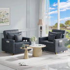 Fauteuil-lit convertible 3-en-1 gris / noir / beige avec dossier réglable, pour 1 personne