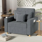 Fauteuil-lit convertible 3-en-1 gris / noir / beige avec dossier réglable, pour 1 personne