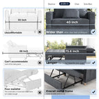 Fauteuil-lit convertible 3-en-1 gris / noir / beige avec dossier réglable, pour 1 personne