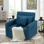 Fauteuil-lit convertible 3-en-1 gris / noir / beige avec dossier réglable, pour 1 personne