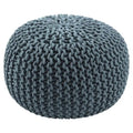 Pouf rond en tricot épais en coton bleu / gris / rose, style bohème, pour 1 personne