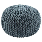 Pouf rond en tricot épais en coton bleu / gris / rose, style bohème, pour 1 personne