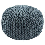 Pouf rond en tricot épais en coton bleu / gris / rose, style bohème, pour 1 personne