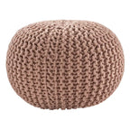 Pouf rond en tricot épais en coton bleu / gris / rose, style bohème, pour 1 personne