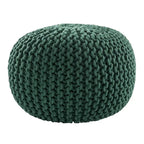 Pouf rond en tricot épais en coton bleu / gris / rose, style bohème, pour 1 personne