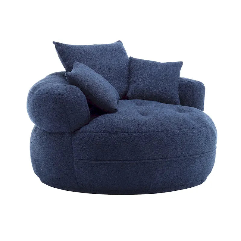 Canapé-fauteuil rond surdimensionné blanc/bleu/gris avec dossier enveloppant, pour 1 à 2 personnes
