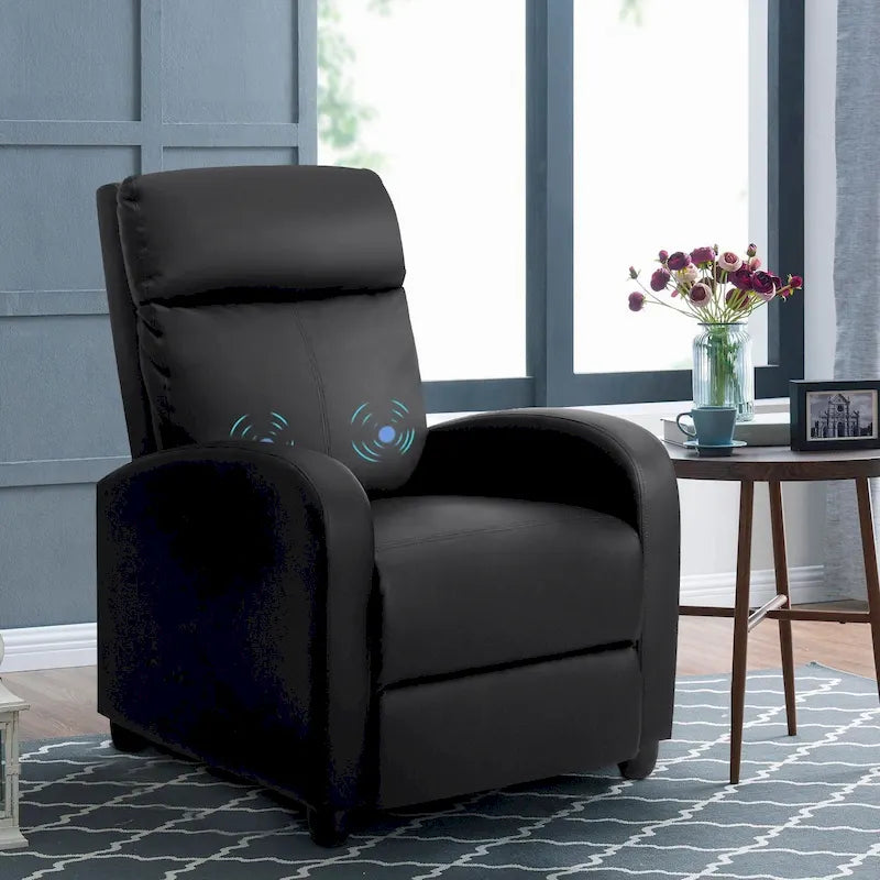 Fauteuil inclinable de massage en similicuir marron/noir avec 8 modes et repose-pieds réglable, pour 1 personne