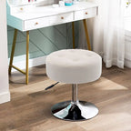Tabouret de coiffeuse pivotant marron/rose/noir avec siège capitonné et hauteur réglable, pour 1 personne