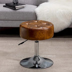 Tabouret de coiffeuse pivotant marron/rose/noir avec siège capitonné et hauteur réglable, pour 1 personne