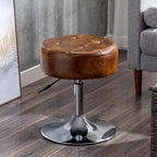 Tabouret de coiffeuse pivotant marron/rose/noir avec siège capitonné et hauteur réglable, pour 1 personne