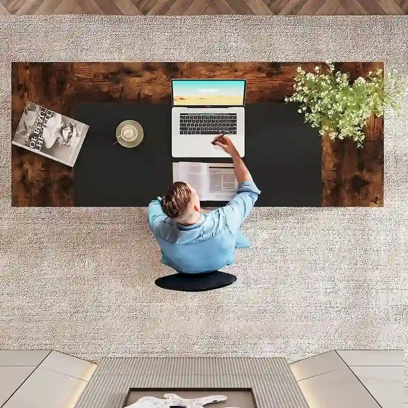 Bureau informatique 63" noir/blanc/gris avec étagère de rangement, style moderne, pour 1 personne