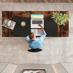 Bureau informatique 63" noir/blanc/gris avec étagère de rangement, style moderne, pour 1 personne