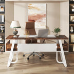 Bureau informatique 63" noir/blanc/gris avec étagère de rangement, style moderne, pour 1 personne