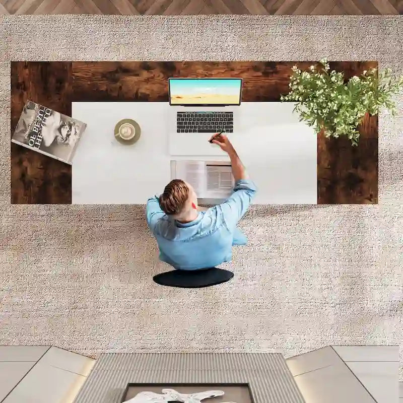 Bureau informatique 63" noir/blanc/gris avec étagère de rangement, style moderne, pour 1 personne