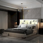 65Timechee Queen Bookcase Headboard RGB Light Adjustable Shelf