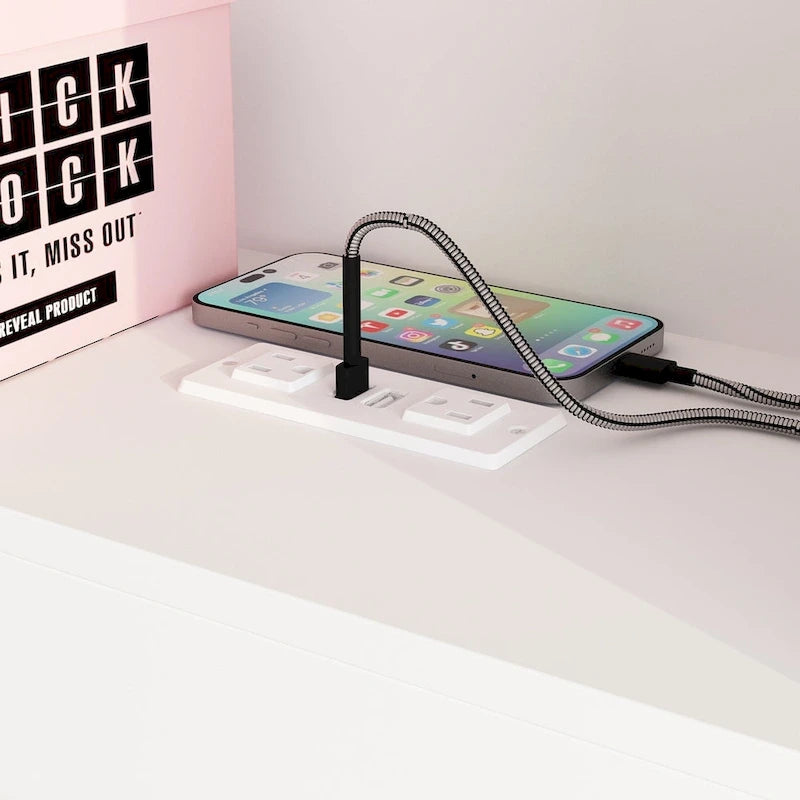 Tête de lit bibliothèque White Queen avec lumières LED RVB, 3 compartiments de rangement et étagères réglables, avec ou sans prise de courant