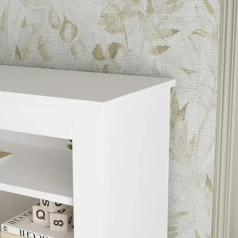 Tête de lit bibliothèque White Queen avec lumières LED RVB, 3 compartiments de rangement et étagères réglables, avec ou sans prise de courant