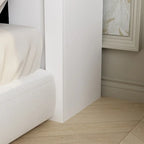 Tête de lit bibliothèque White Queen avec lumières LED RVB, 3 compartiments de rangement et étagères réglables, avec ou sans prise de courant