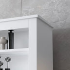 Tête de lit bibliothèque White Queen avec lumières LED RVB, 3 compartiments de rangement et étagères réglables, avec ou sans prise de courant