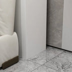 Tête de lit bibliothèque White Queen avec lumières LED RVB, 3 compartiments de rangement et étagères réglables, avec ou sans prise de courant