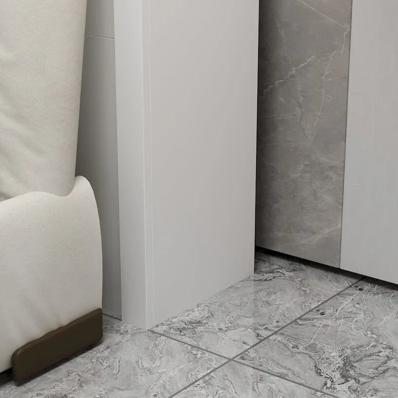 Tête de lit bibliothèque White Queen avec lumières LED RVB, 3 compartiments de rangement et étagères réglables, avec ou sans prise de courant