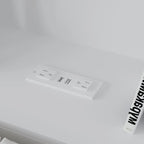 Tête de lit bibliothèque White Queen avec lumières LED RVB, 3 compartiments de rangement et étagères réglables, avec ou sans prise de courant