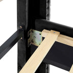 Lit plateforme California King capitonné en velours noir/bleu/gris/beige avec garniture cloutée, pour 2 personnes