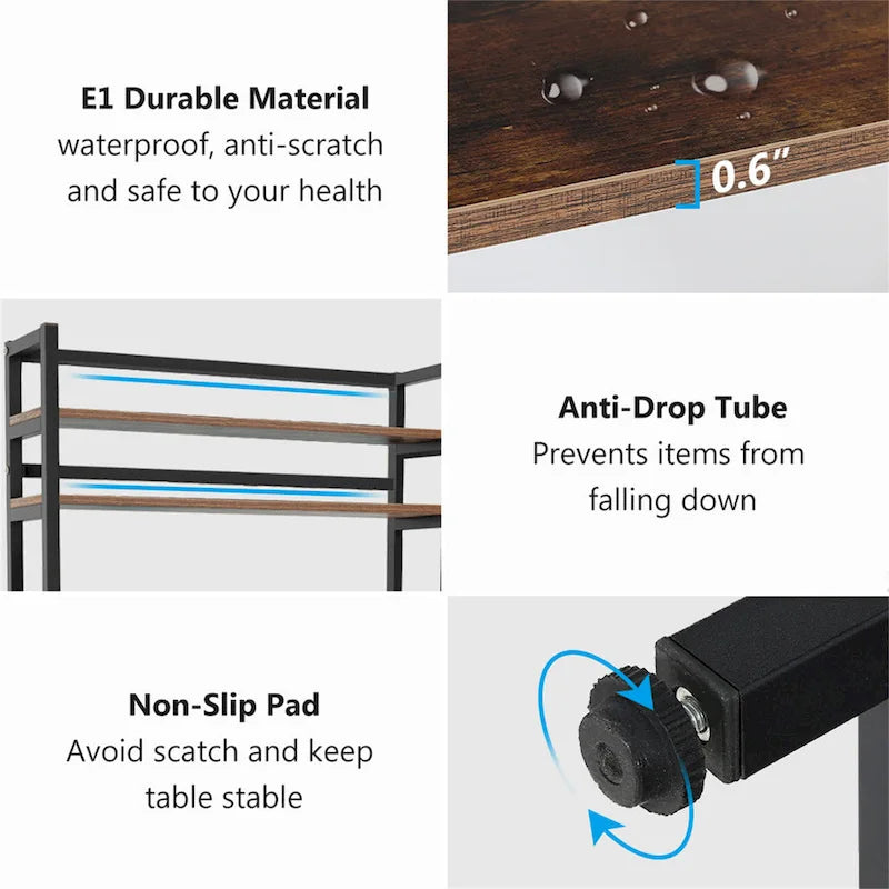 Étagère de cuisine à 5 niveaux de style industriel, brun rustique / blanc / noir / gris, avec huche et support pour micro-ondes