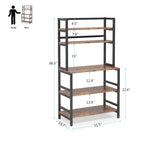 Étagère de cuisine à 5 niveaux de style industriel, brun rustique / blanc / noir / gris, avec huche et support pour micro-ondes