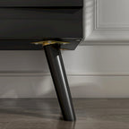 Bahut moderne noir avec étagères réglables et pieds en bois massif, 2 options de taille