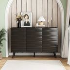 Bahut moderne noir avec étagères réglables et pieds en bois massif, 2 options de taille