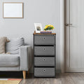 Commode de rangement en tissu à 4 tiroirs avec cadre en acier, pour chambre à coucher ou salon (Gris / Beige / Noir / Blanc cassé)