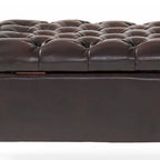 Banc de rangement capitonné beige/bleu clair/gris avec couvercle à charnière et accoudoirs roulés, pour 1 à 2 personnes