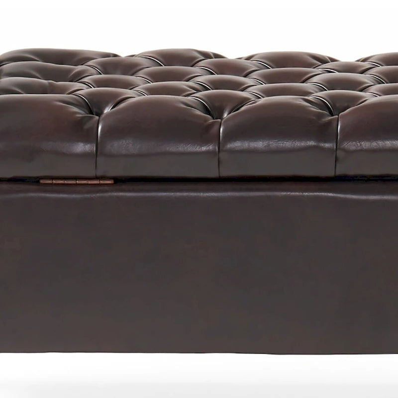 Banc de rangement capitonné beige/bleu clair/gris avec couvercle à charnière et accoudoirs roulés, pour 1 à 2 personnes