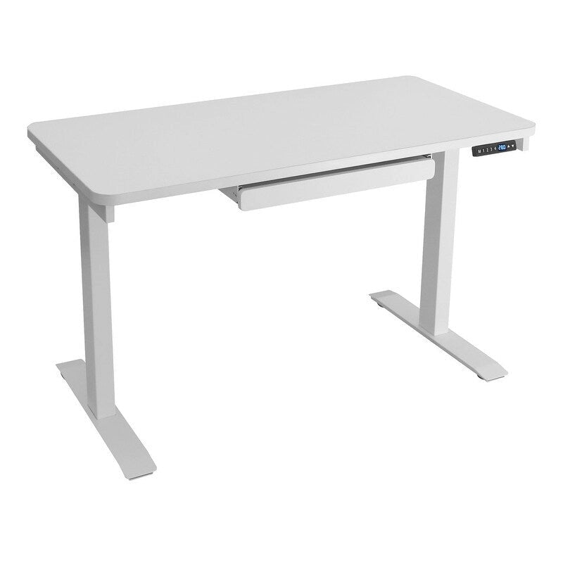 Bureau debout électrique réglable en hauteur 1 personne 122 cm avec tiroir et port USB, Blanc / Graphite / Noyer / Noir