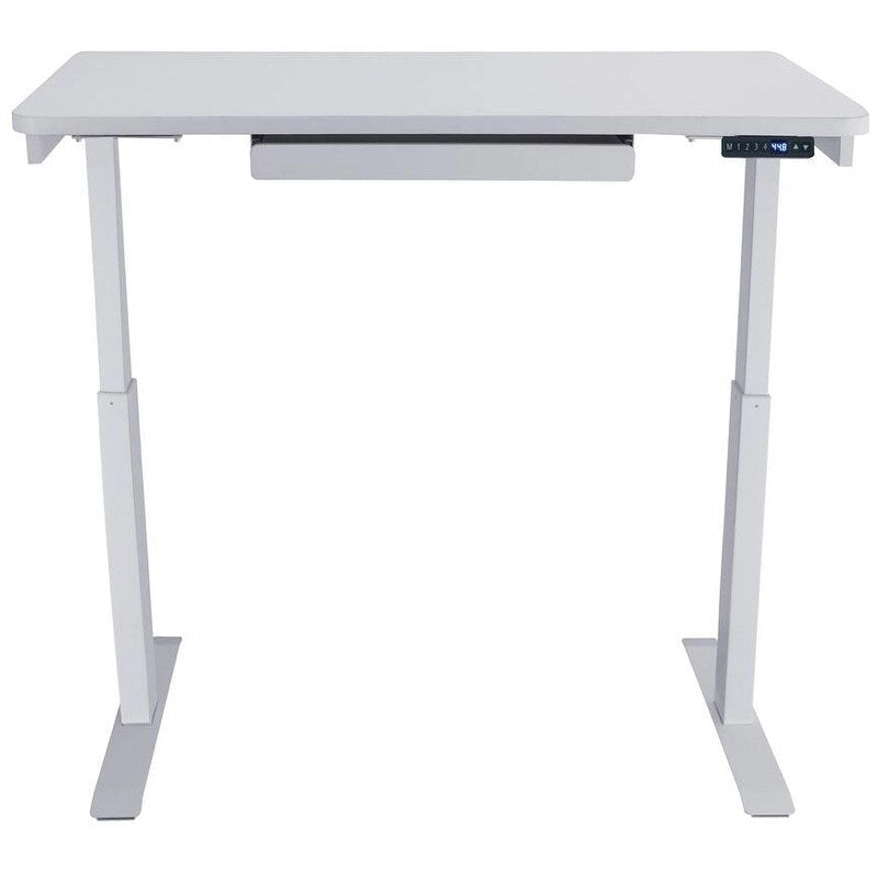 Bureau debout électrique réglable en hauteur 1 personne 122 cm avec tiroir et port USB, Blanc / Graphite / Noyer / Noir