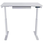 Bureau debout électrique réglable en hauteur 1 personne 122 cm avec tiroir et port USB, Blanc / Graphite / Noyer / Noir