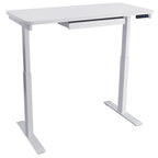 Bureau debout électrique réglable en hauteur 1 personne 122 cm avec tiroir et port USB, Blanc / Graphite / Noyer / Noir
