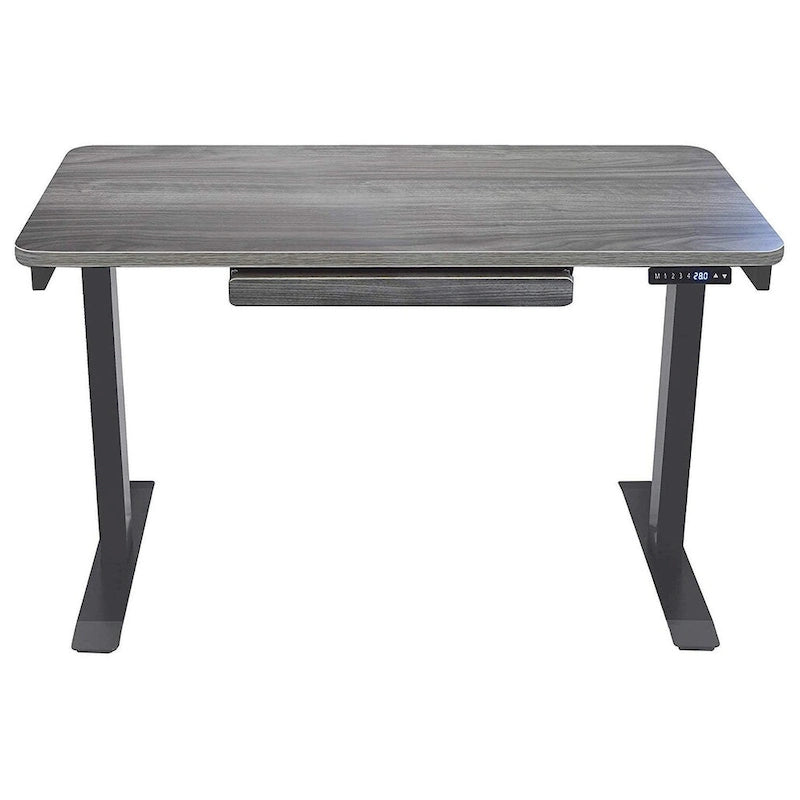 Bureau debout électrique réglable en hauteur 1 personne 122 cm avec tiroir et port USB, Blanc / Graphite / Noyer / Noir