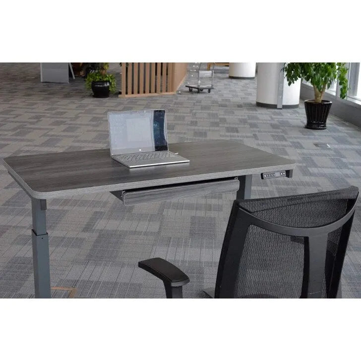 Bureau debout électrique réglable en hauteur 1 personne 122 cm avec tiroir et port USB, Blanc / Graphite / Noyer / Noir