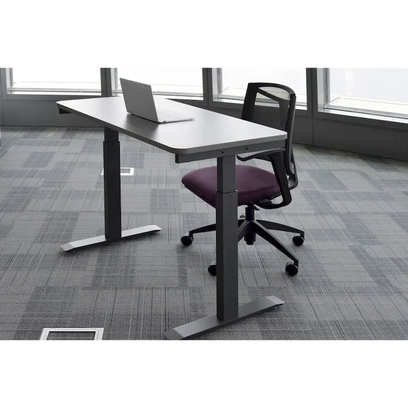 Bureau debout électrique réglable en hauteur 1 personne 122 cm avec tiroir et port USB, Blanc / Graphite / Noyer / Noir