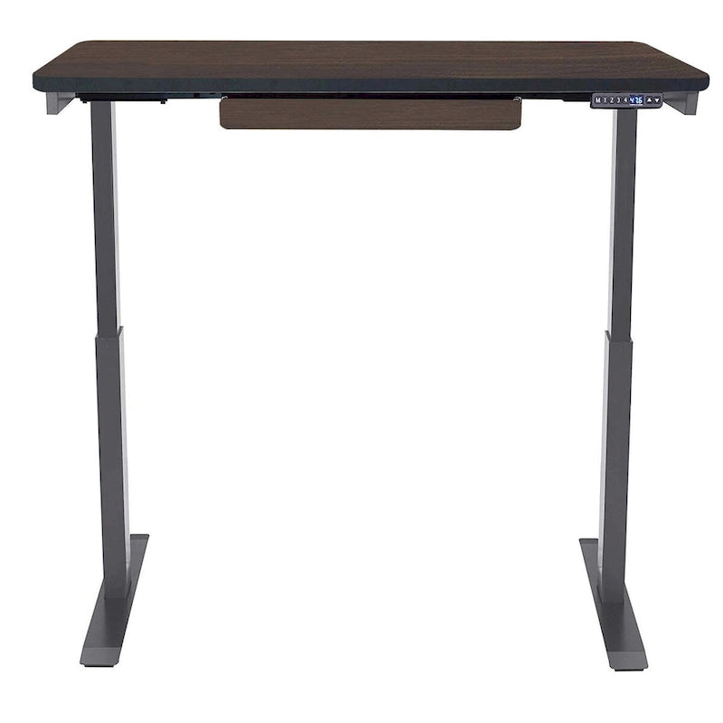 Bureau debout électrique réglable en hauteur 1 personne 122 cm avec tiroir et port USB, Blanc / Graphite / Noyer / Noir