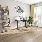 Bureau debout électrique réglable en hauteur 1 personne 122 cm avec tiroir et port USB, Blanc / Graphite / Noyer / Noir