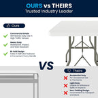 Table pliante en plastique blanc granit de 2,4 m avec poignée de transport, pour jusqu'à 10 personnes