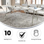 Table pliante en plastique blanc granit de 2,4 m avec poignée de transport, pour jusqu'à 10 personnes