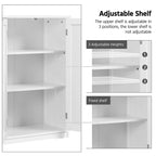 Meuble de Rangement de Salle de Bain Autonome Blanc avec 4 Tiroirs, 1 Placard et Étagère Supérieure Ouverte, Style Moderne